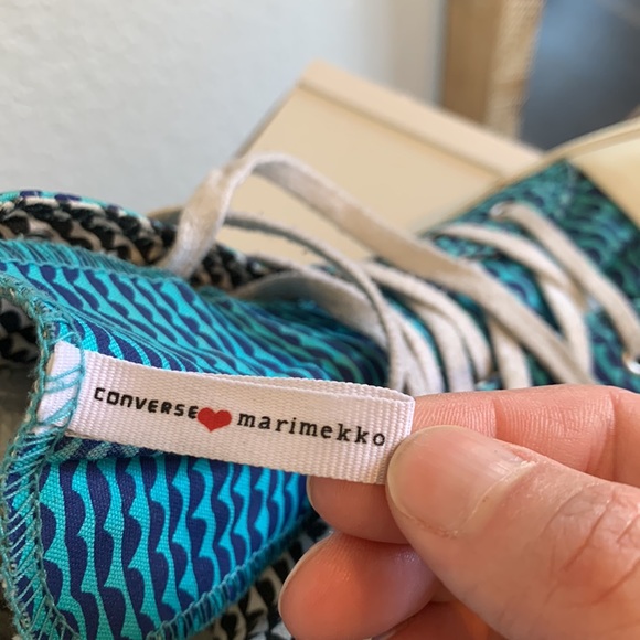 Marimekko for Converse high top turquoise print All Star sneakers women’s size 8 - Picture 3 of 15